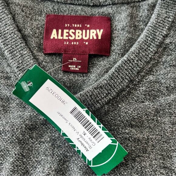 NEW Alesbury Riverside V-Neck Sweater Men’s SIZE XL Grey Regular Fit Long Sleeve - Picture 6 of 6